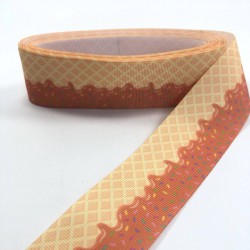 Koyu Sarı Turuncu Şeker Desenli Grogren Kurdele-KDL-1052 Koyu Sarı Turuncu Şeker Desenli Grogren Kurdele-KDL-1052