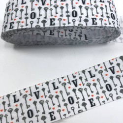 Siyah Beyaz Love Yazılı Grogren Kurdele-KDL-1066