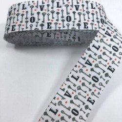 Siyah Beyaz Love Yazılı Grogren Kurdele-KDL-1066