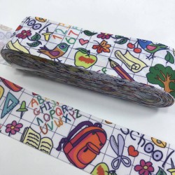 Okul Çantası Desenli Rengarenk Grogren Kurdele-KDL-1069