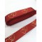Kırmızı Varak Baskılı Kalp Desenli Grogren Kurdele-KDL-1085