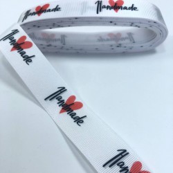 Hanmade Yazılı Kalp Desenli Grogren Kurdele-KDL-1087