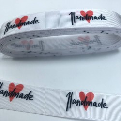 Hanmade Yazılı Kalp Desenli Grogren Kurdele-KDL-1087