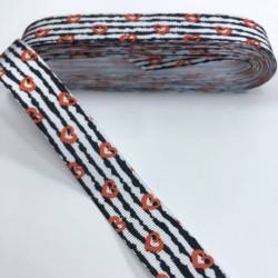 Küçük Kalp Desenli Çizgili Grogren Kurdele-KDL-1094 Küçük Kalp Desenli Çizgili Grogren Kurdele-KDL-1094