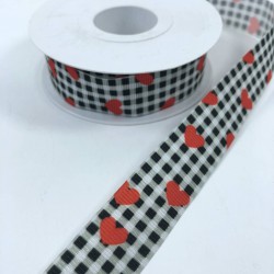 Ekoseli Kalp Desenli Grogren Kurdele-KDL-1116