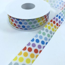 Rengarenk Yuvarlak Motifli Grogren Kurdele-KDL-1118