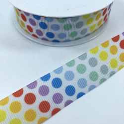 Rengarenk Yuvarlak Motifli Grogren Kurdele-KDL-1118