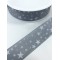 Koyu Gri Yıldız Desenli Tafta Kurdele-KDL-1125