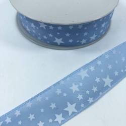 Mavi Yıldız Desenli Tafta Kurdele-KDL-1126