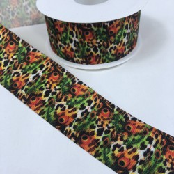 Renkli Tavuzkuşu Desenli Grogren Kurdele-KDL-1132