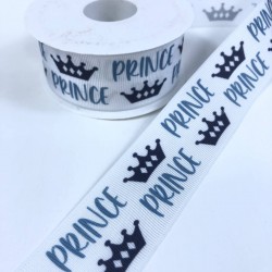 Prens Yazılı Taç Desenli Grogren Kurdele-KDL-1133