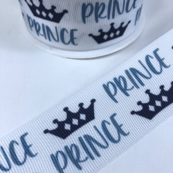 Prens Yazılı Taç Desenli Grogren Kurdele-KDL-1133