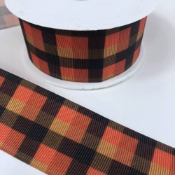 Turuncu Siyah Kareli Grogren Kurdele-KDL-1134