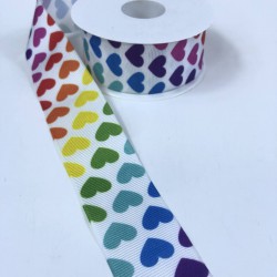 Renkli Kalp Desenli Grogren Kurdele En 4 Cm-KDL-1139