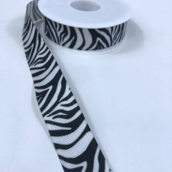 Siyah Beyaz Zebra Desenli Grogren Kurdele-KDL-1145