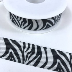 Siyah Beyaz Zebra Desenli Grogren Kurdele-KDL-1145