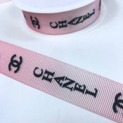 Pembe Chanel Desenli Grogren Kurdele-KDL-1149