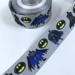 Gri Batman Figürlü Grogren Kurdele En 4 Cm-KDL-1158