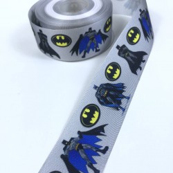 Gri Batman Figürlü Grogren Kurdele En 4 Cm-KDL-1158