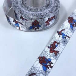 Beyaz Spiderman Desenli Grogren Kurdele En 2,5 Cm-KDL-1167