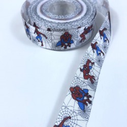 Beyaz Spiderman Desenli Grogren Kurdele En 2,5 Cm-KDL-1167