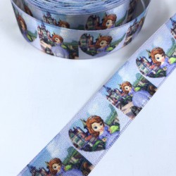 Rengarenk Prenses Figürlü Saten Kurdele En 2,5 Cm-KDL-1177