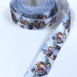 Rengarenk Prenses Figürlü Saten Kurdele En 2,5 Cm-KDL-1177