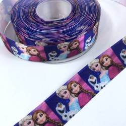 Renkli Elsa Figürlü Saten Kurdele En 2,5 Cm-KDL-1178