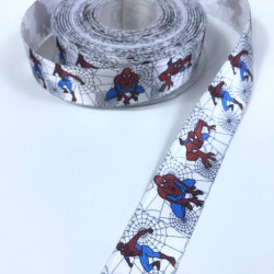 Beyaz Spiderman Figürlü Saten Kurdele En 2,5 Cm-KDL-1180