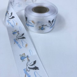 Leylek Desenli Grogren Kurdele En 4 Cm-KDL-1184 Leylek Desenli Grogren Kurdele En 4 Cm-KDL-1184