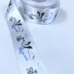 Mavi Hoşgeldin Bebek Yazılı Saten Kurdele En 4 Cm-KDL-1186 Mavi Hoşgeldin Bebek Yazılı Saten Kurdele En 4 Cm-KDL-1186