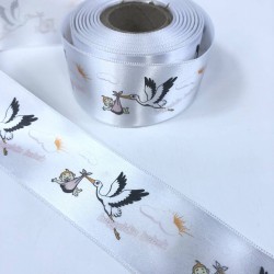 Pembe Hoşgeldin Bebek Yazılı Saten Kurdele En 4 Cm-KDL-1187