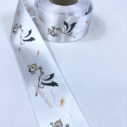 Pembe Hoşgeldin Bebek Yazılı Saten Kurdele En 4 Cm-KDL-1187