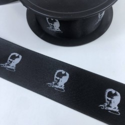 Mustafa Kemal Atatürk Desenli Siyah Saten Kurdele 4 Cm-KDL-1214