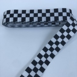 Kareli Siyah Beyazlı Grogren Kurdele-KDL-1216 Kareli Siyah Beyazlı Grogren Kurdele-KDL-1216