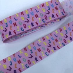 Pembe Renkli Harf Desenli Grogren Kurdele-KDL-1227