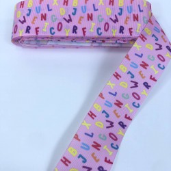 Pembe Renkli Harf Desenli Grogren Kurdele-KDL-1227