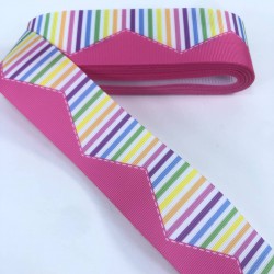 Pembe Rengarenk Çizgi Desenli Grogren Kurdele-KDL-1239