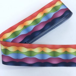 Renkli Dalga Desenli Grogren Kurdele-KDL-1240