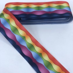 Renkli Dalga Desenli Grogren Kurdele-KDL-1240