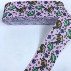 Pembe Deniz Kızı Desenli Grogren Kurdele-KDL-1242