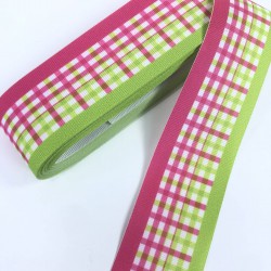 Gri Pembe Kare Desenli Grogren Kurdele-KDL-1245