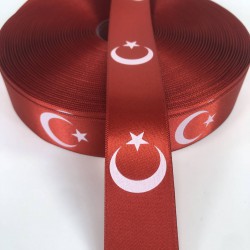 Ay Yıldız Kırmızı Saten Kurdele-KDL-1250