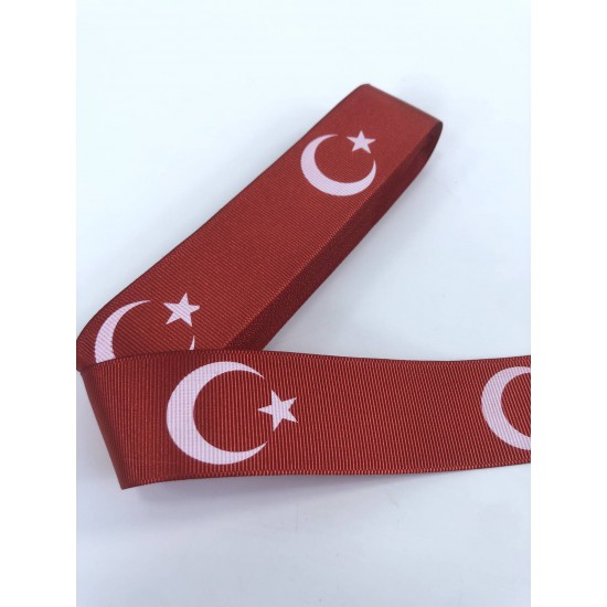 Ay Yıldız Kırmızı Saten Kurdele-KDL-1251