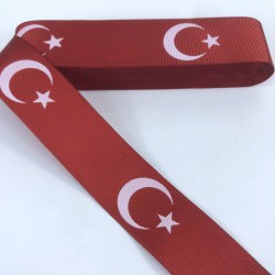 Ay Yıldız Kırmızı Saten Kurdele-KDL-1251