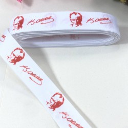 Beyaz Zeminli Kırmızı Atatürk İmzalı Grogren Kurdele-KDL-1253