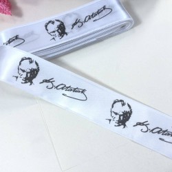 Atatürk İmzalı Saten Kurdele 4 Cm 1 Metre-KDL-1254