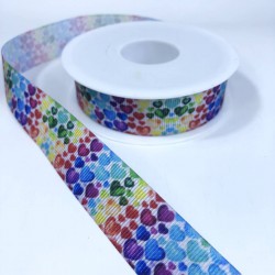 Renkli Renkli Küçük Kalp Desenli Grogren Kurdele-KDL-2126