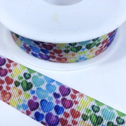 Renkli Renkli Küçük Kalp Desenli Grogren Kurdele-KDL-2126