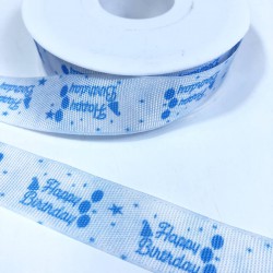 Mavi Happy Birthday Yazılı Grogren Kurdele-KDL-2128 Mavi Happy Birthday Yazılı Grogren Kurdele-KDL-2128